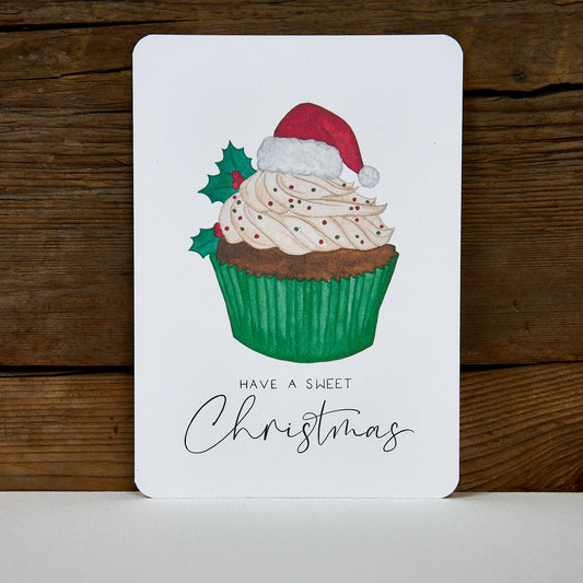 Postkarte "Cupcake Weihnachtsmütze"