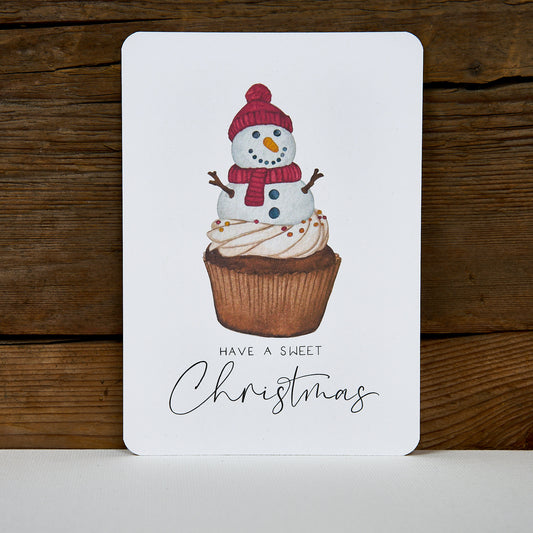 Postkarte "Cupcake Schneemann"