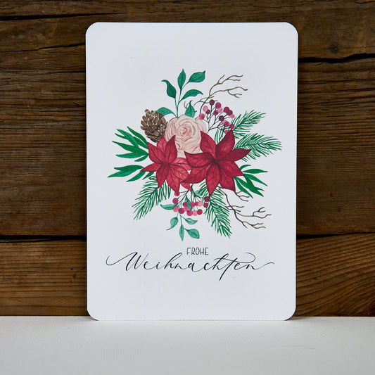 Postkarte "Wintergesteck Rose"